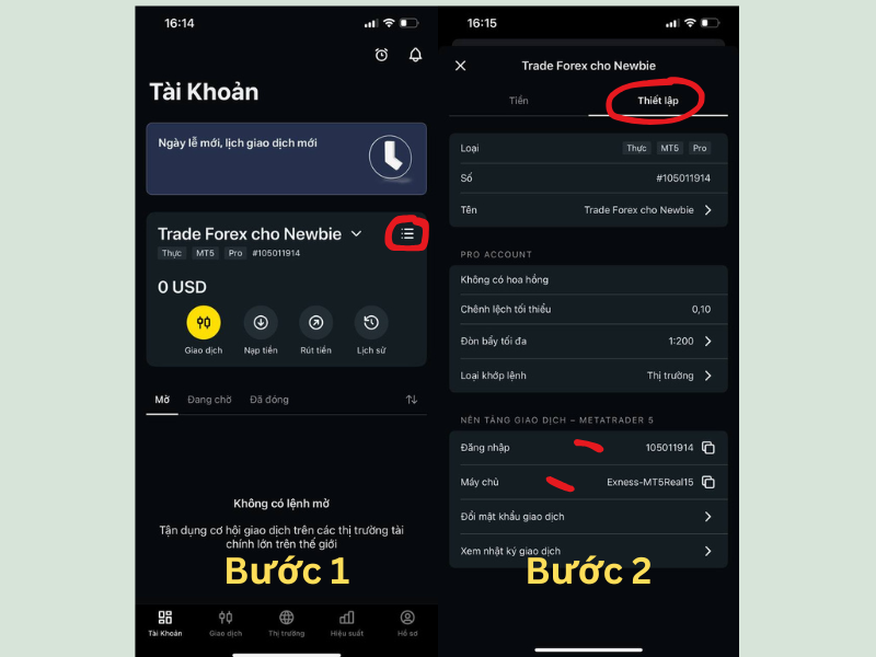 lấy thông tin đăng nhập forex