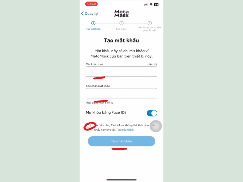 tao mat khau metamask