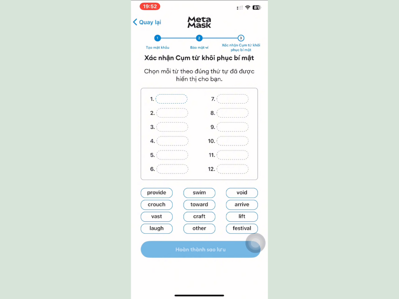 xac nhan lai 12 cum tu khoi phuc metamask